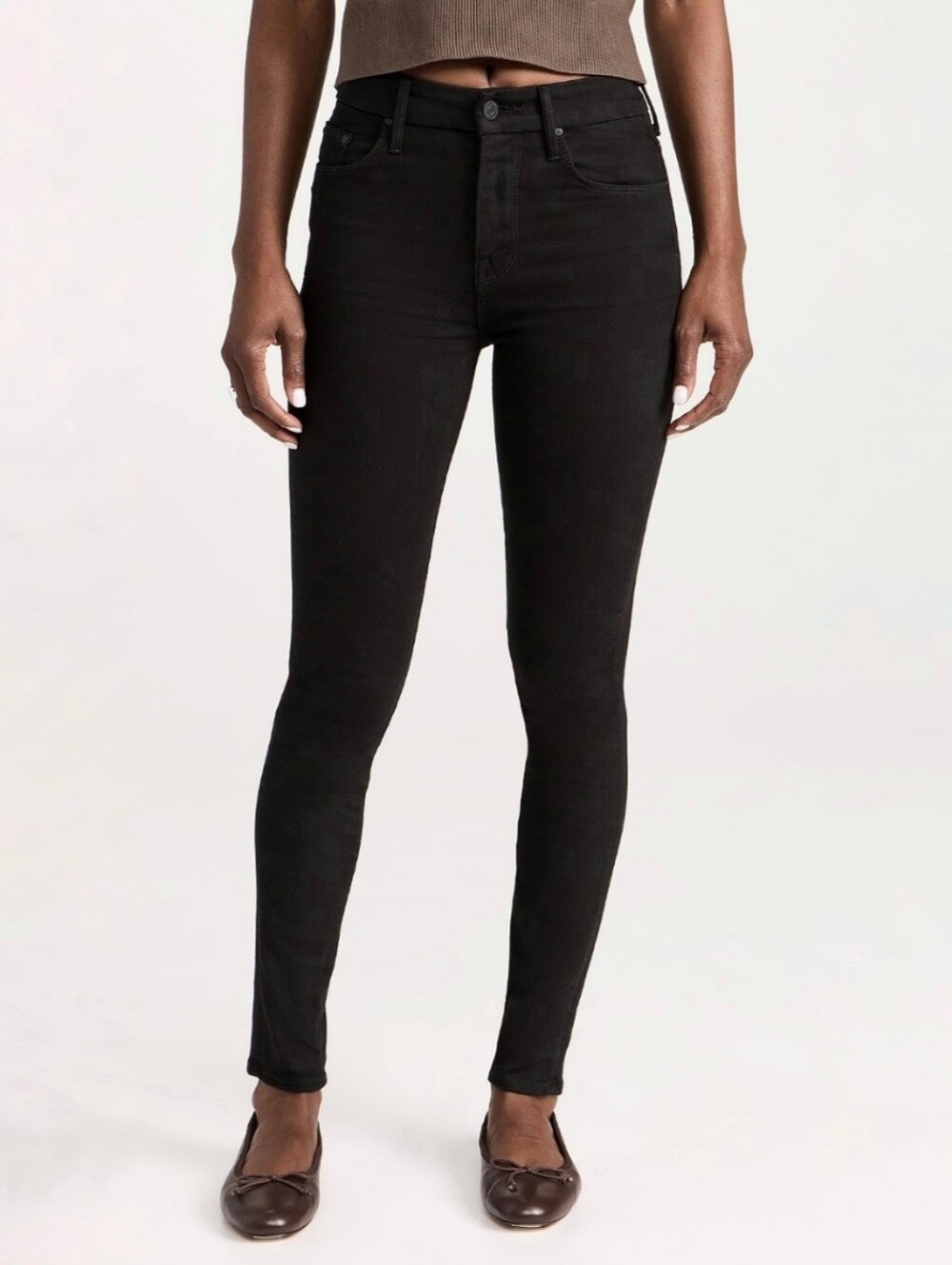 Mother High Waisted Looker Skimp Skinny Jeans In Lasting Impression Black